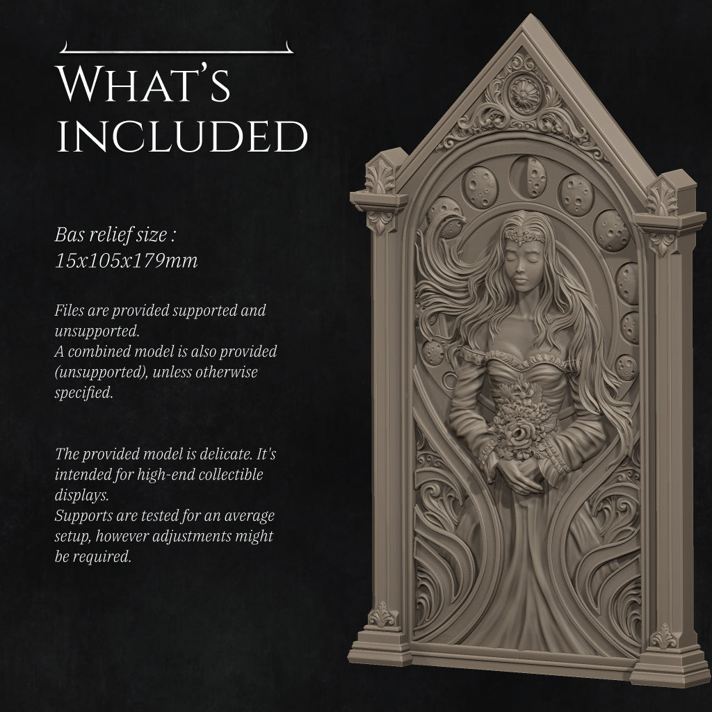 Sleeping Princess | 32mm–140mm | 3D Printed Bas-Relief | Art Piece | Nerikson | Nerdy Creations