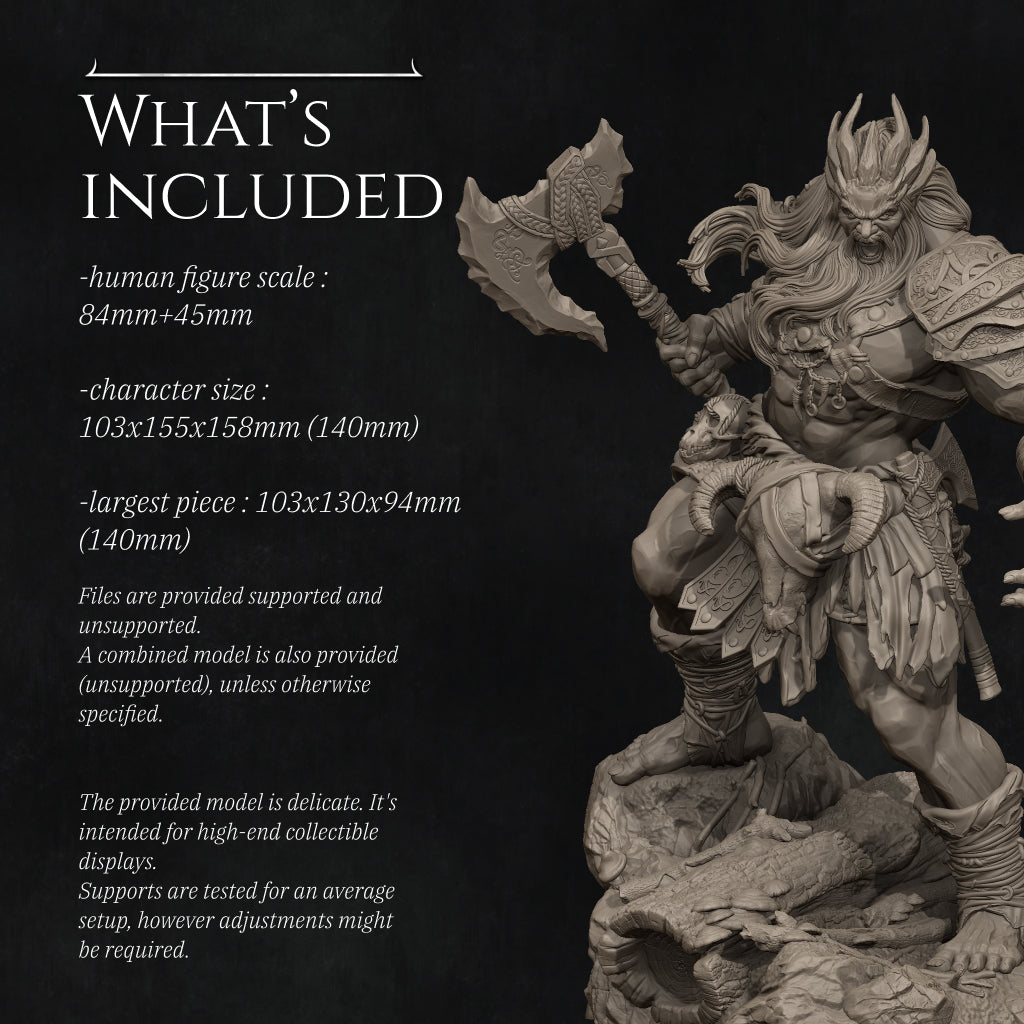 Korlgar, the Stone Giant | 32mm–140mm | 3D Printed Figure | Art Piece | Nerikson | Nerdy Creations