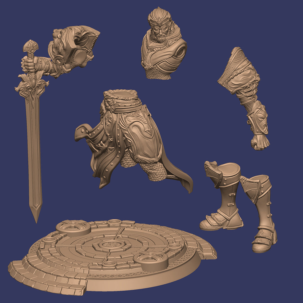 Itrek, Paladin of the Dawn | 32mm & 125mm | 3D Printed Figure | Art Piece | Nerikson | Nerdy Creations