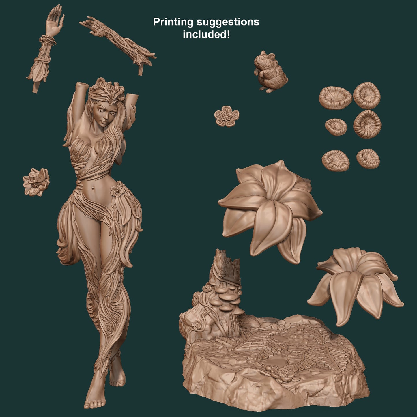 Eyrine, the Dryad | 32mm–140mm | 3D Printed Figure | Art Piece | Nerikson | Nerdy Creations