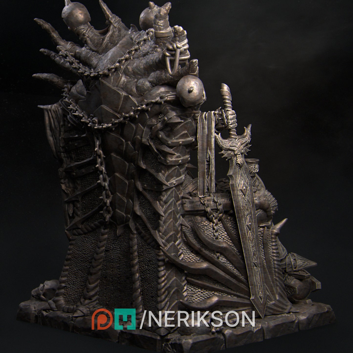Reving, the Dragon Knight (skull base) | 3D Printed Diorama Set | Art Piece | Nerikson | Nerdy Creations