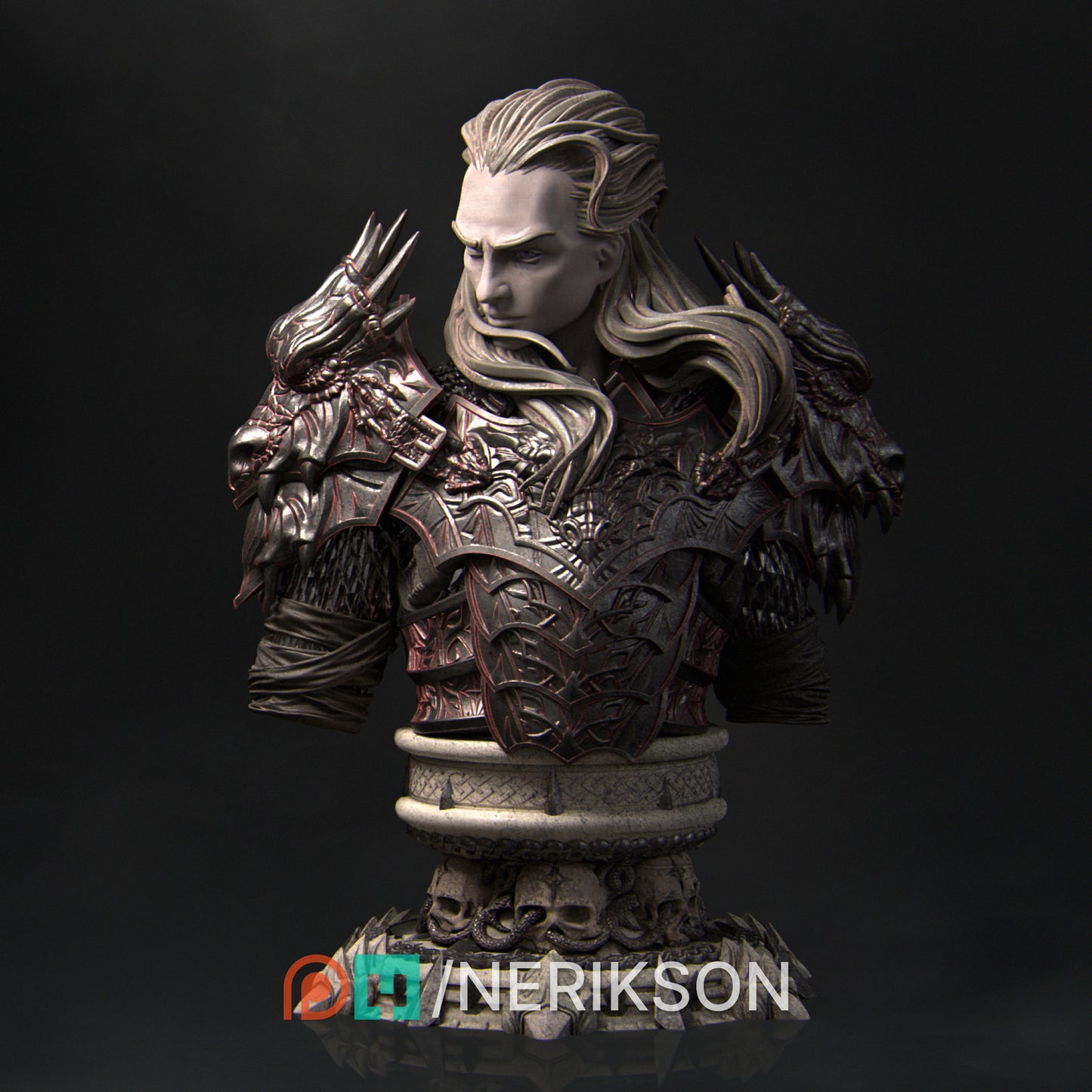 Reving, the Dragon Knight (prince) | 3D Printed Bust | Art Piece | Nerikson | Nerdy Creations