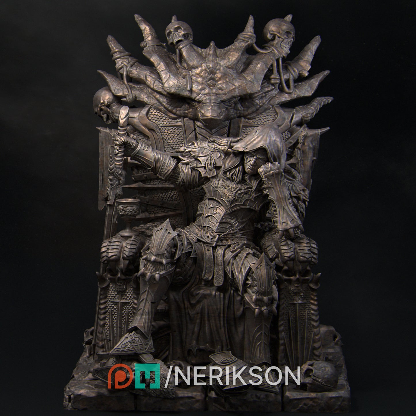 Reving, the Dragon Knight (skull base) | 3D Printed Diorama Set | Art Piece | Nerikson | Nerdy Creations