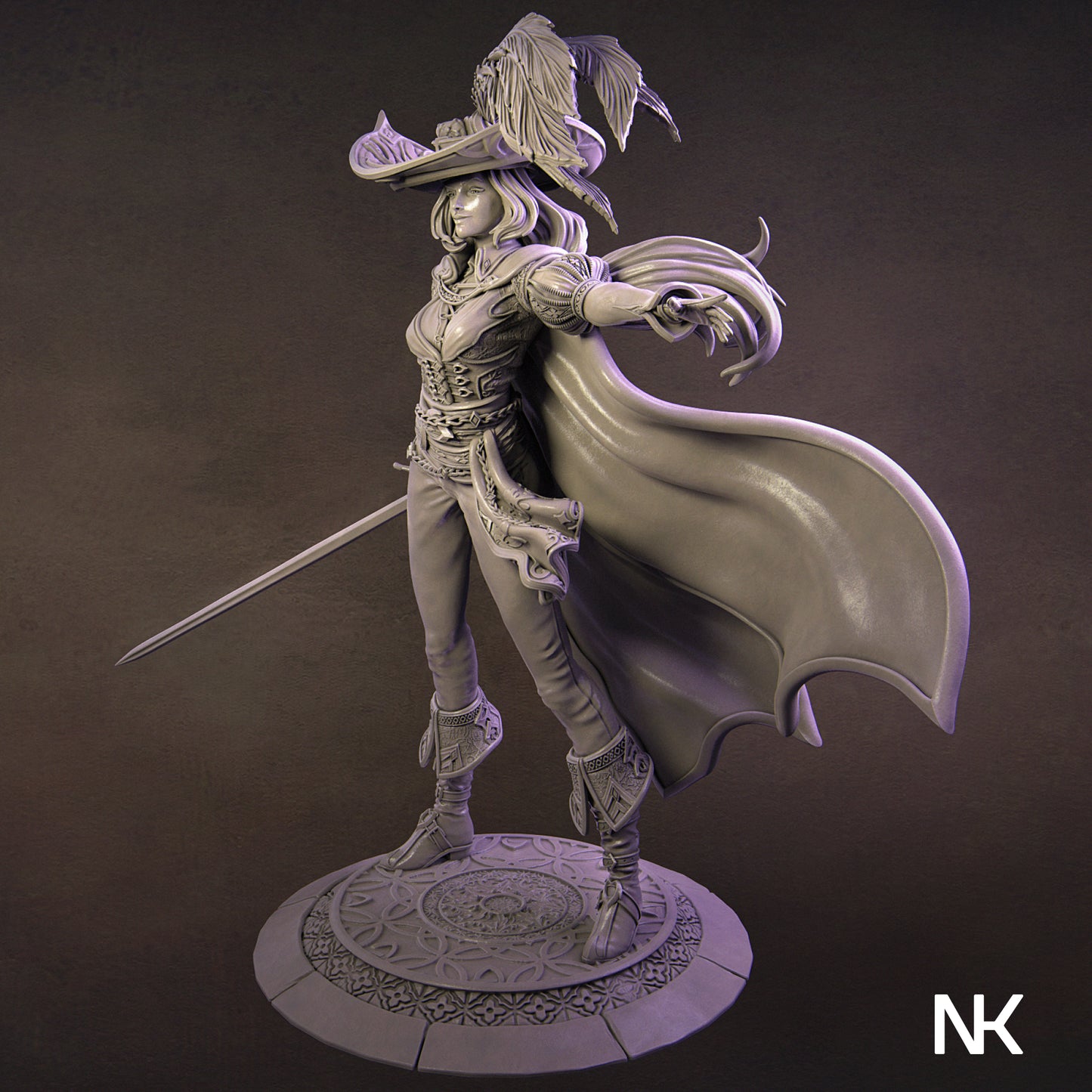 Elle the Musketeer | 32mm–140mm | 3D Printed Figure | Art Piece | Nerikson | Nerdy Creations