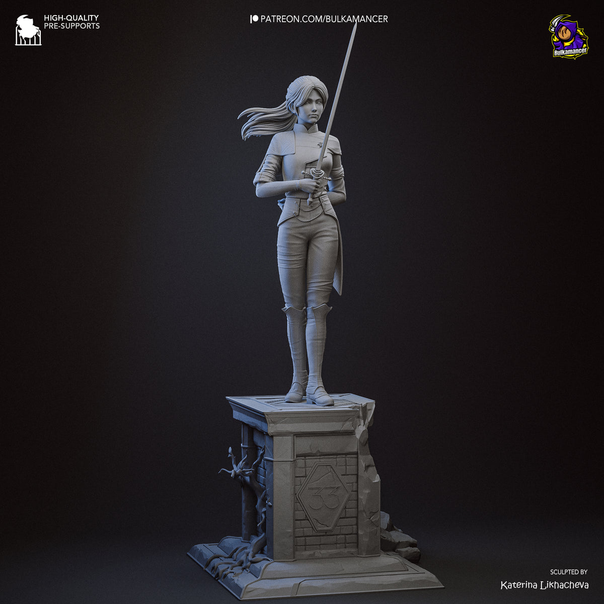 Maelle Arm With Baguette, Elaborate Tree Diorama Base resin figure