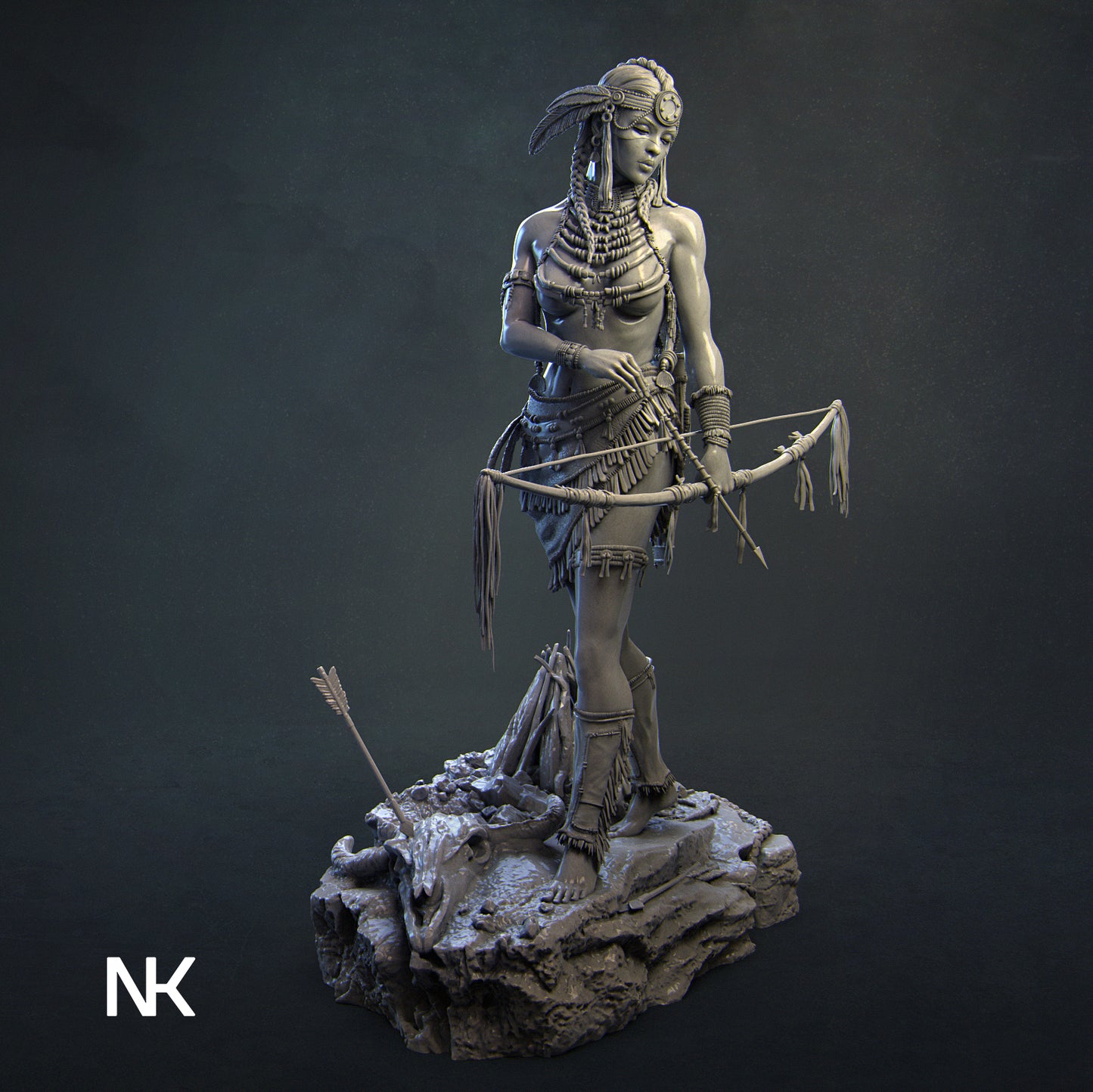 Kora, the Tribal Warrior | 32mm–140mm | 3D Printed Figure | Art Piece | Nerikson | Nerdy Creations