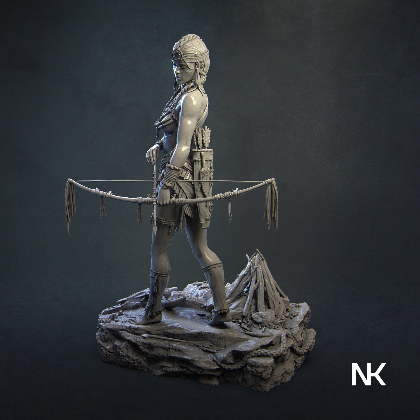 Kora, the Tribal Warrior | 32mm–140mm | 3D Printed Figure | Art Piece | Nerikson | Nerdy Creations