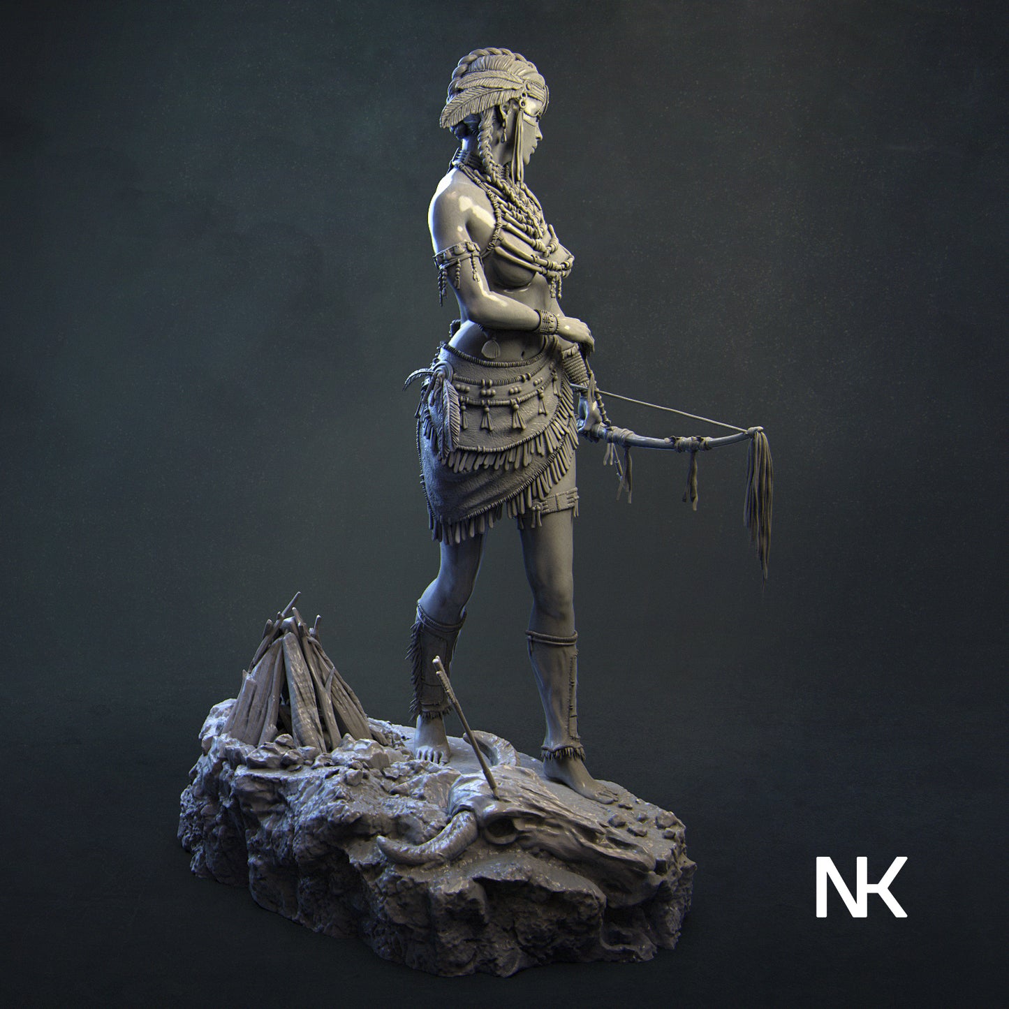 Kora, the Tribal Warrior | 32mm–140mm | 3D Printed Figure | Art Piece | Nerikson | Nerdy Creations
