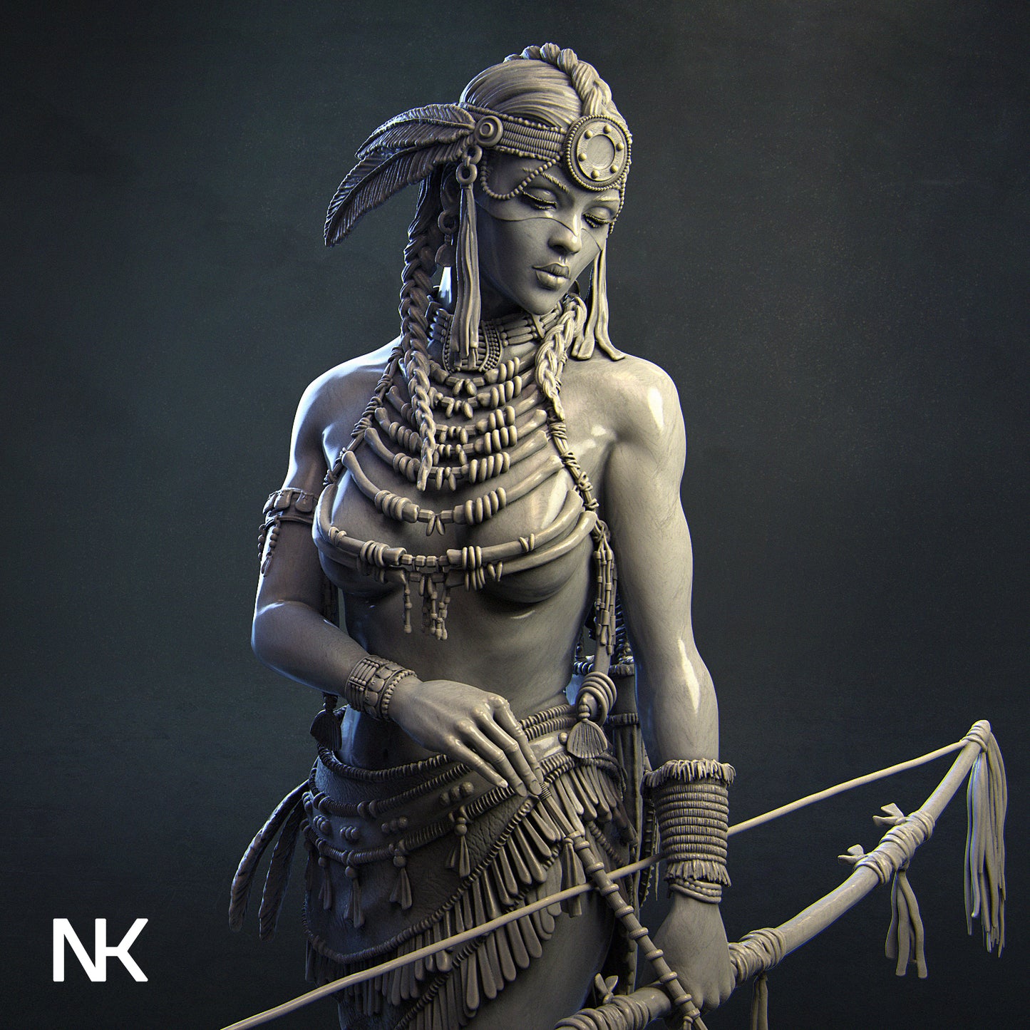 Kora, the Tribal Warrior | 32mm–140mm | 3D Printed Figure | Art Piece | Nerikson | Nerdy Creations