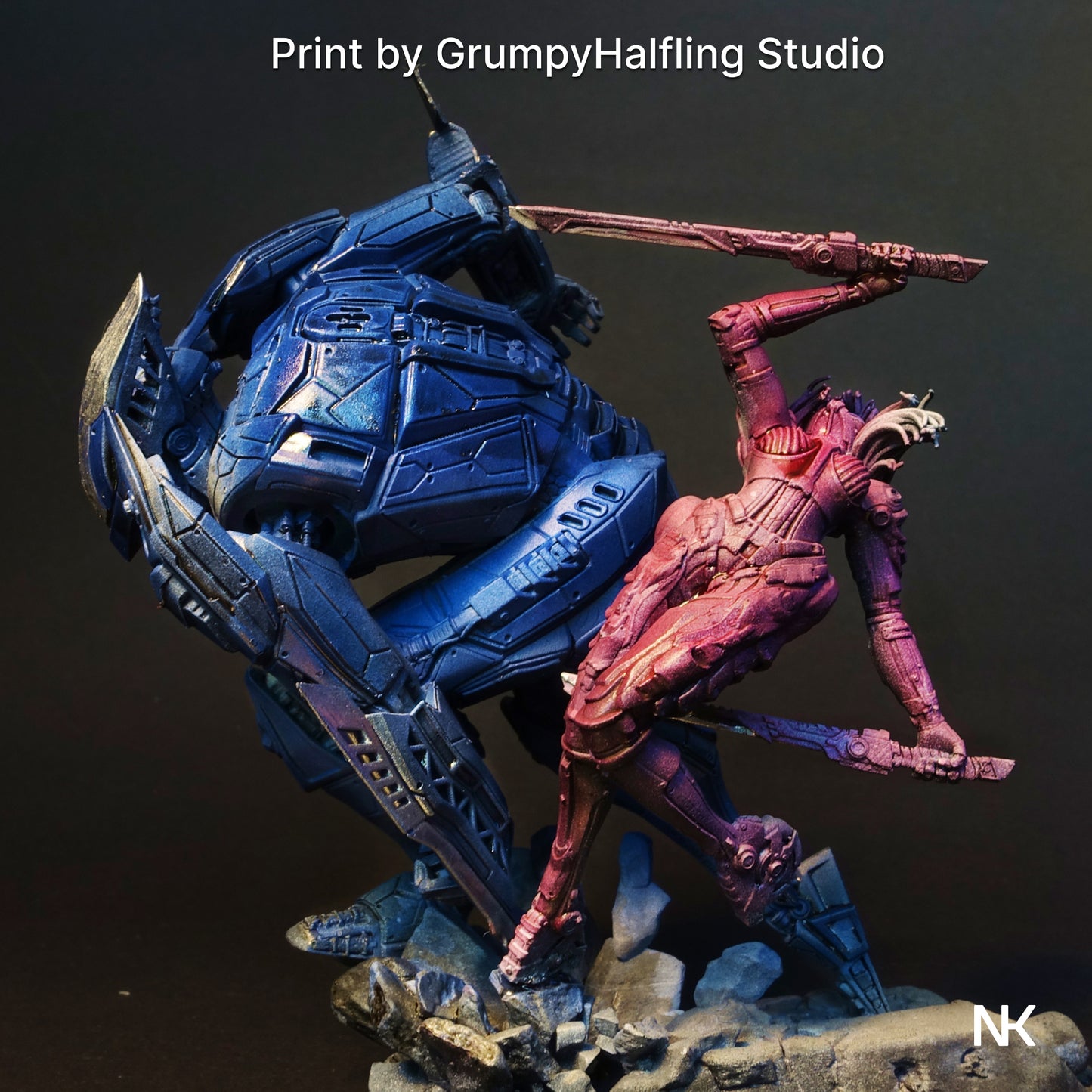 B.A.U.R.G. vs Eve | 32mm–140mm | 3D Printed Diorama Set | Art Piece | Nerikson | Nerdy Creations