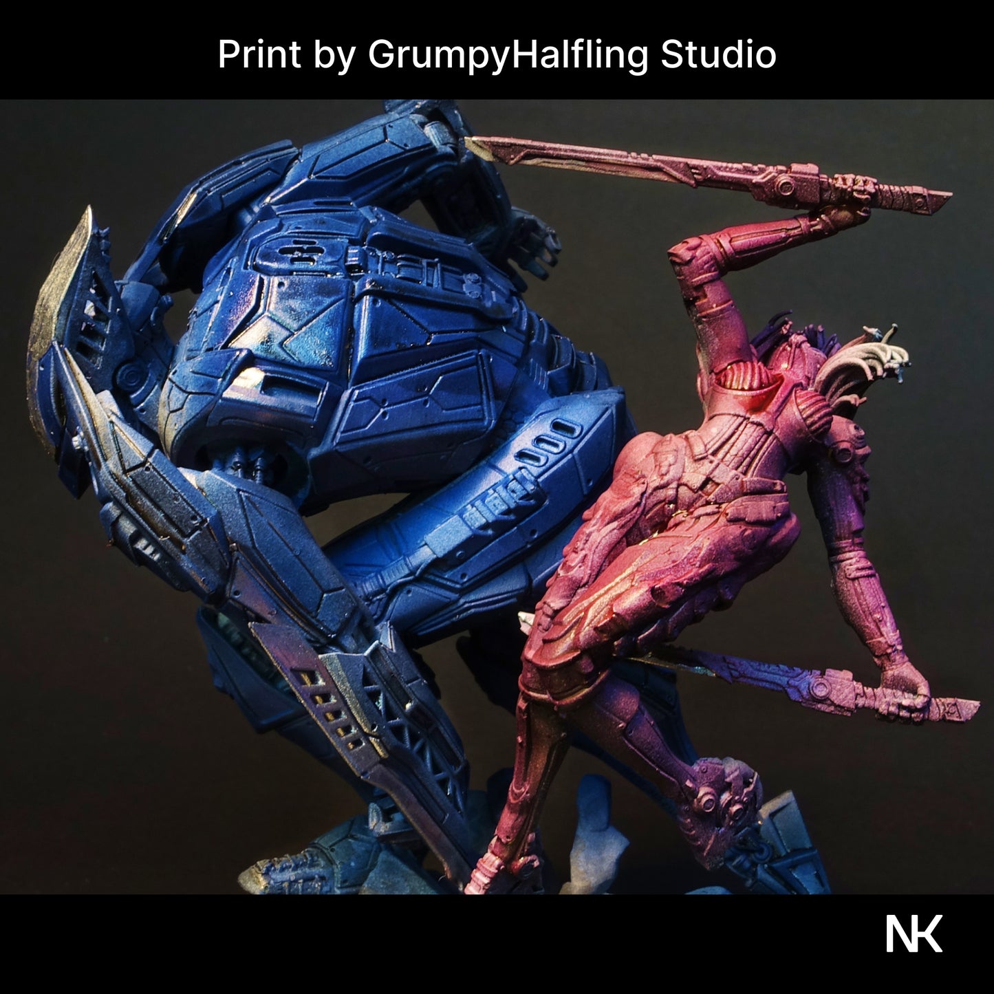 B.A.U.R.G. vs Eve | 32mm–140mm | 3D Printed Diorama Set | Art Piece | Nerikson | Nerdy Creations