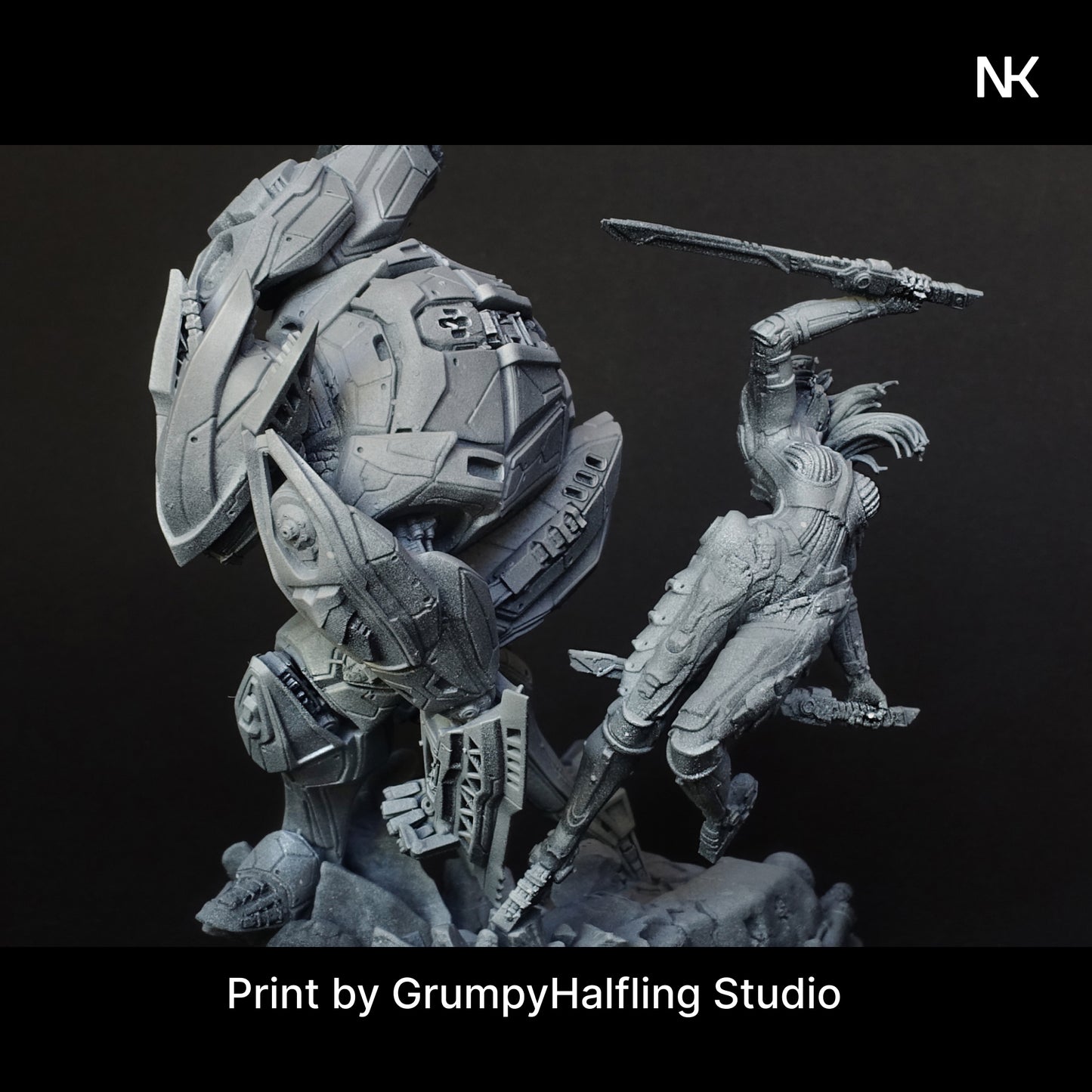 B.A.U.R.G. vs Eve | 32mm–140mm | 3D Printed Diorama Set | Art Piece | Nerikson | Nerdy Creations