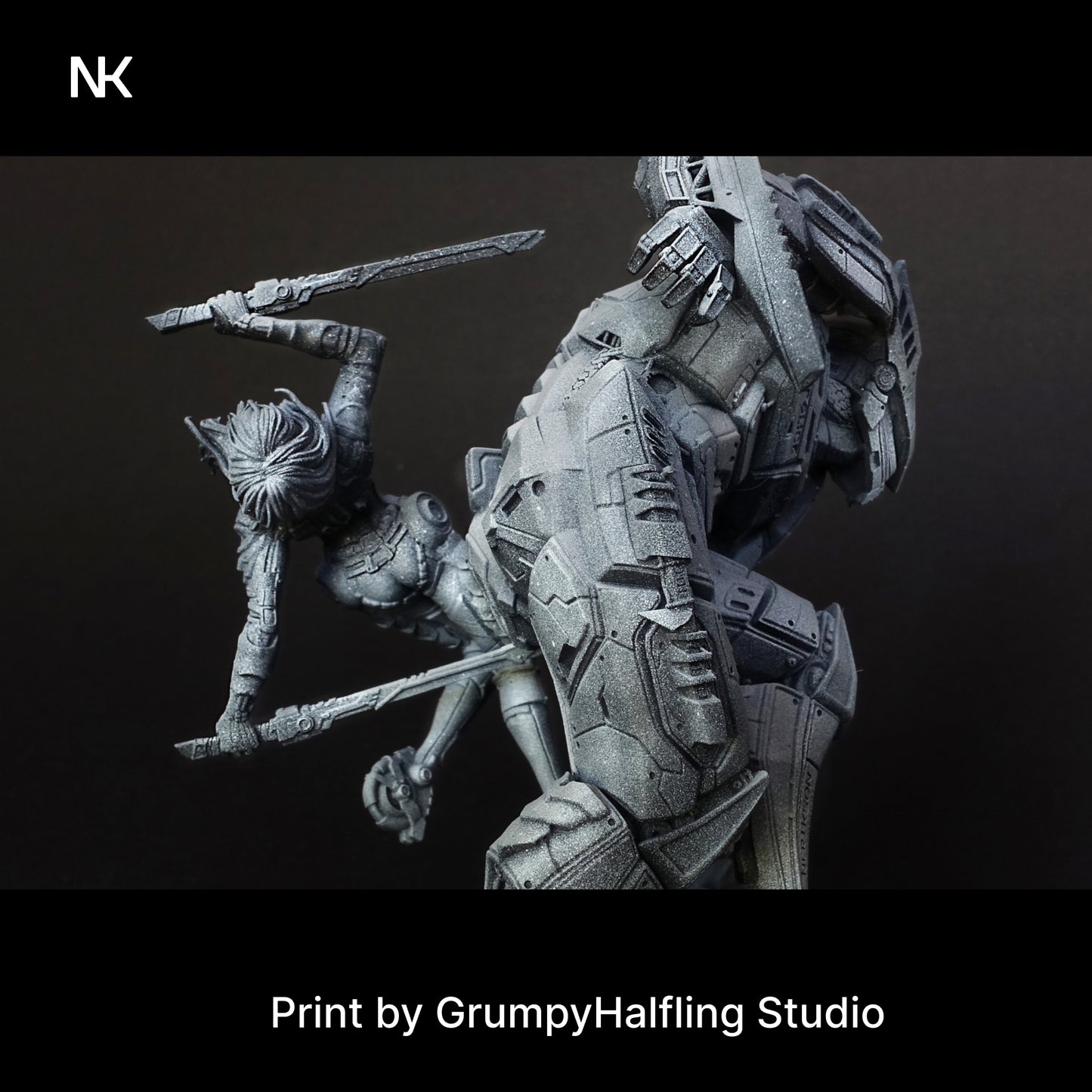 B.A.U.R.G. vs Eve | 32mm–140mm | 3D Printed Diorama Set | Art Piece | Nerikson | Nerdy Creations