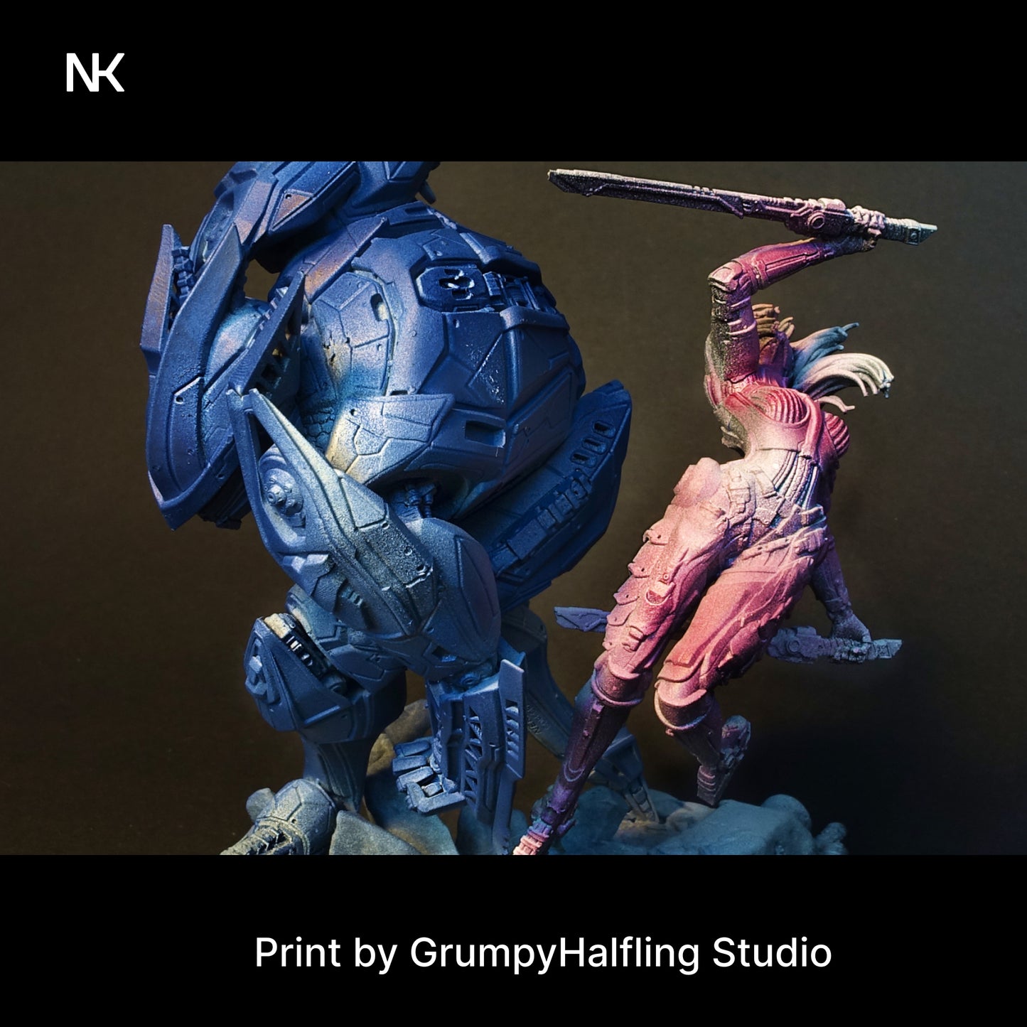 B.A.U.R.G. vs Eve | 32mm–140mm | 3D Printed Diorama Set | Art Piece | Nerikson | Nerdy Creations