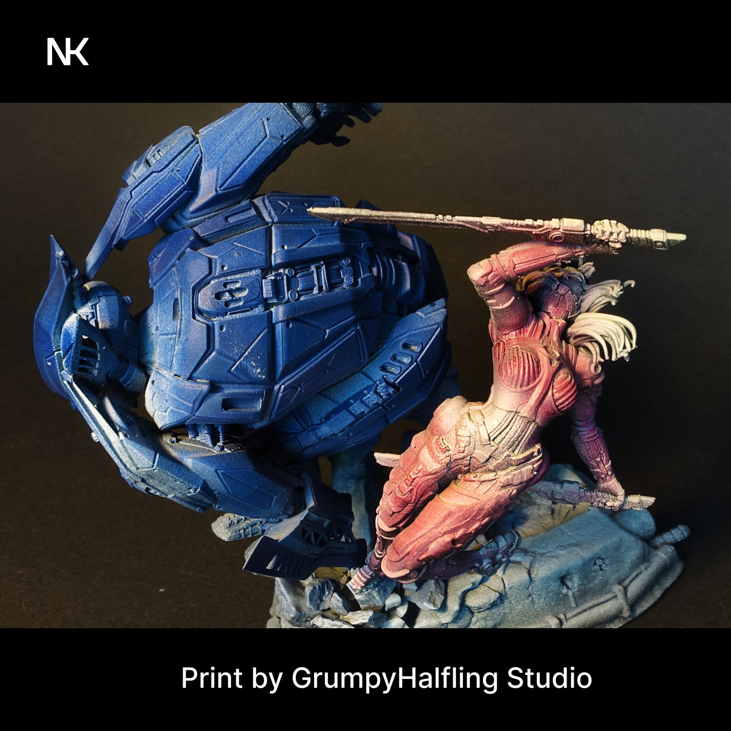 B.A.U.R.G. vs Eve | 32mm–140mm | 3D Printed Diorama Set | Art Piece | Nerikson | Nerdy Creations