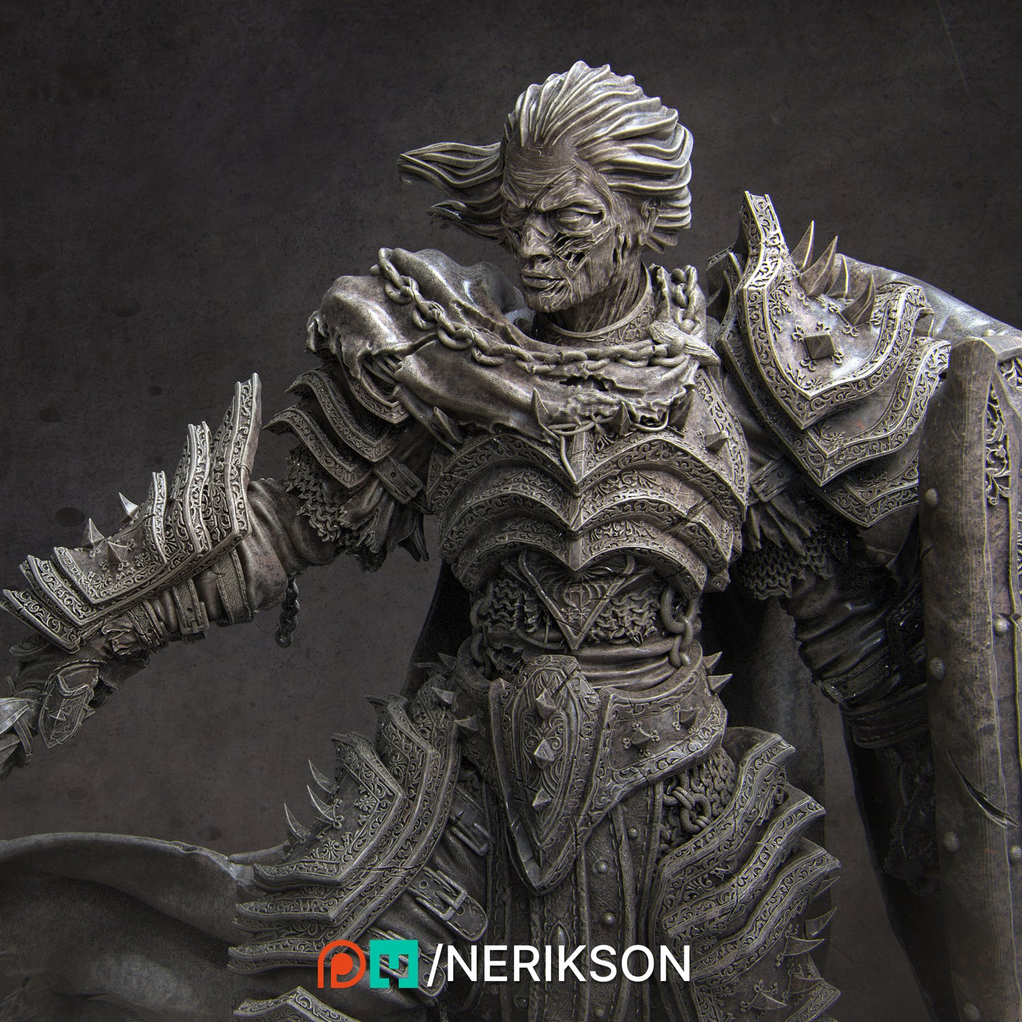 Vaeter the Branded Knight | 32mm–140mm | 3D Printed Figure | Art Piece | Nerikson | Nerdy Creations
