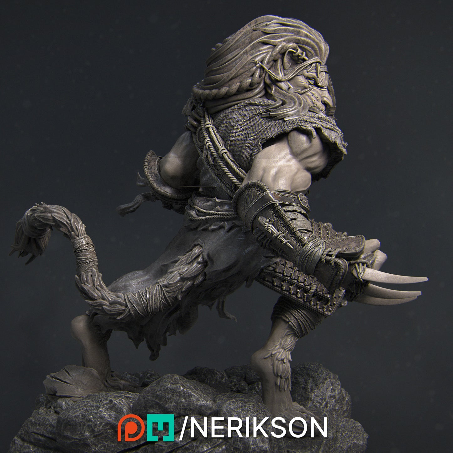 Azat, Way of the Long Death Monk | 32mm–140mm | 3D Printed Figure | Art Piece | Nerikson | Nerdy Creations