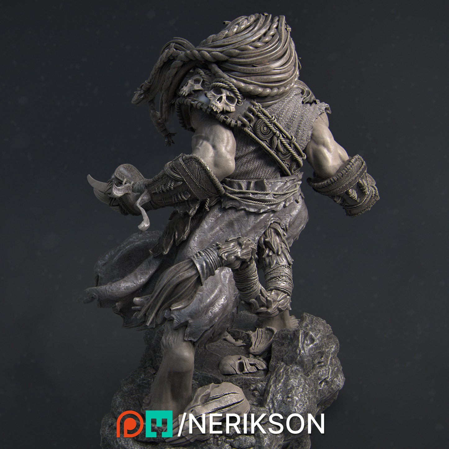 Azat, Way of the Long Death Monk | 32mm–140mm | 3D Printed Figure | Art Piece | Nerikson | Nerdy Creations