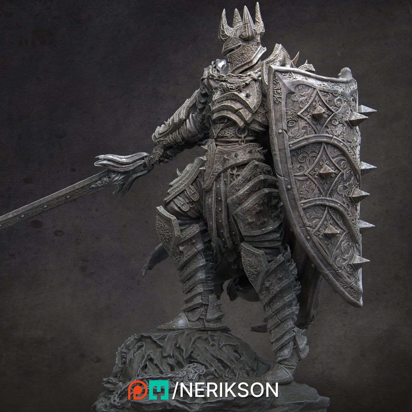 Vaeter the Branded Knight | 32mm–140mm | 3D Printed Figure | Art Piece | Nerikson | Nerdy Creations
