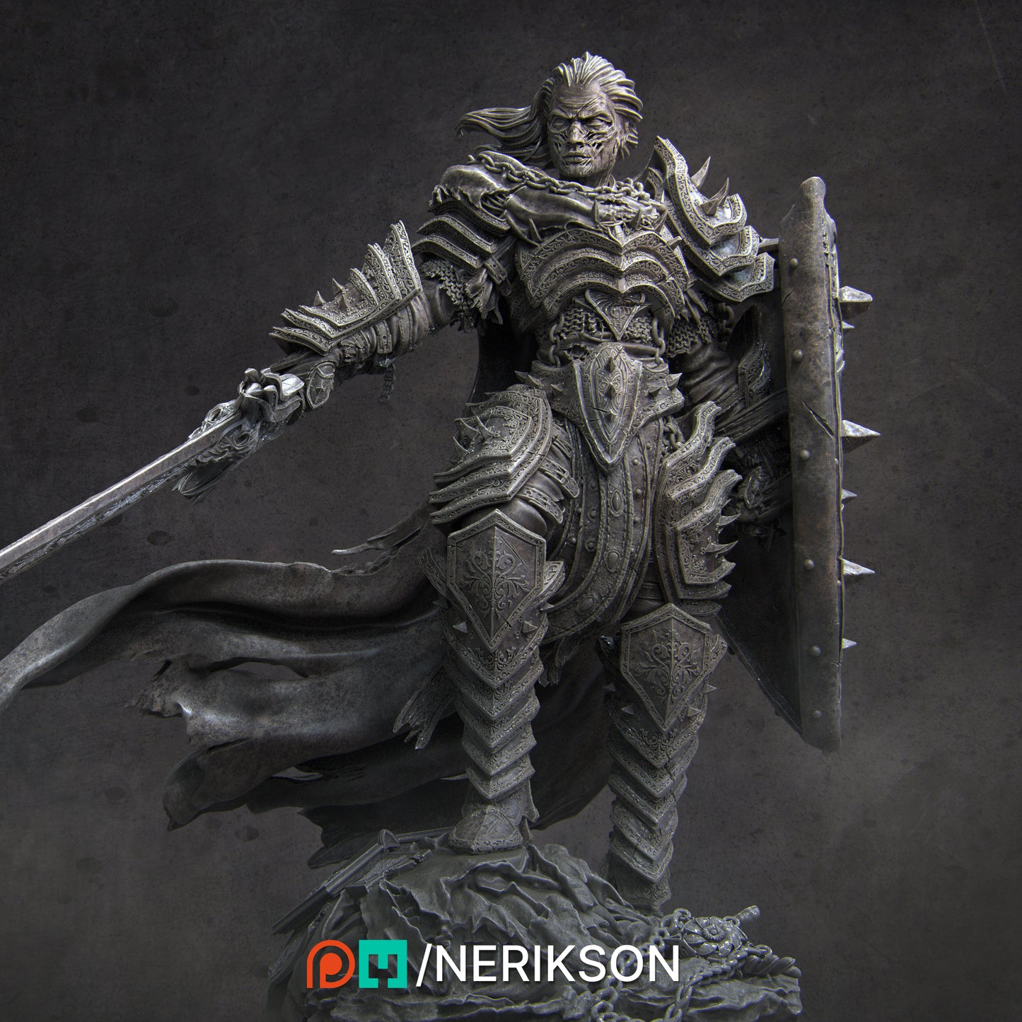 Vaeter the Branded Knight | 32mm–140mm | 3D Printed Figure | Art Piece | Nerikson | Nerdy Creations