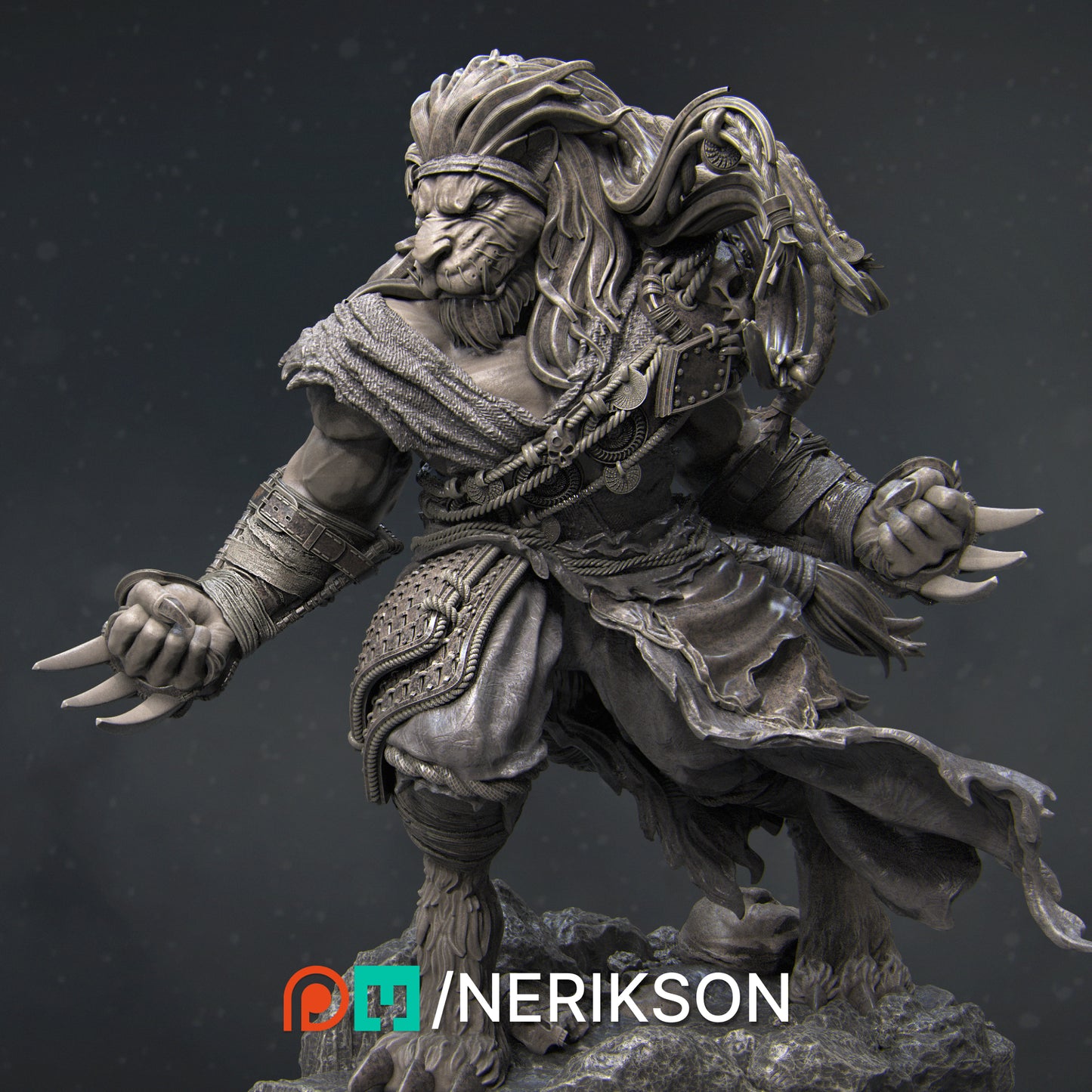 Azat, Way of the Long Death Monk | 32mm–140mm | 3D Printed Figure | Art Piece | Nerikson | Nerdy Creations