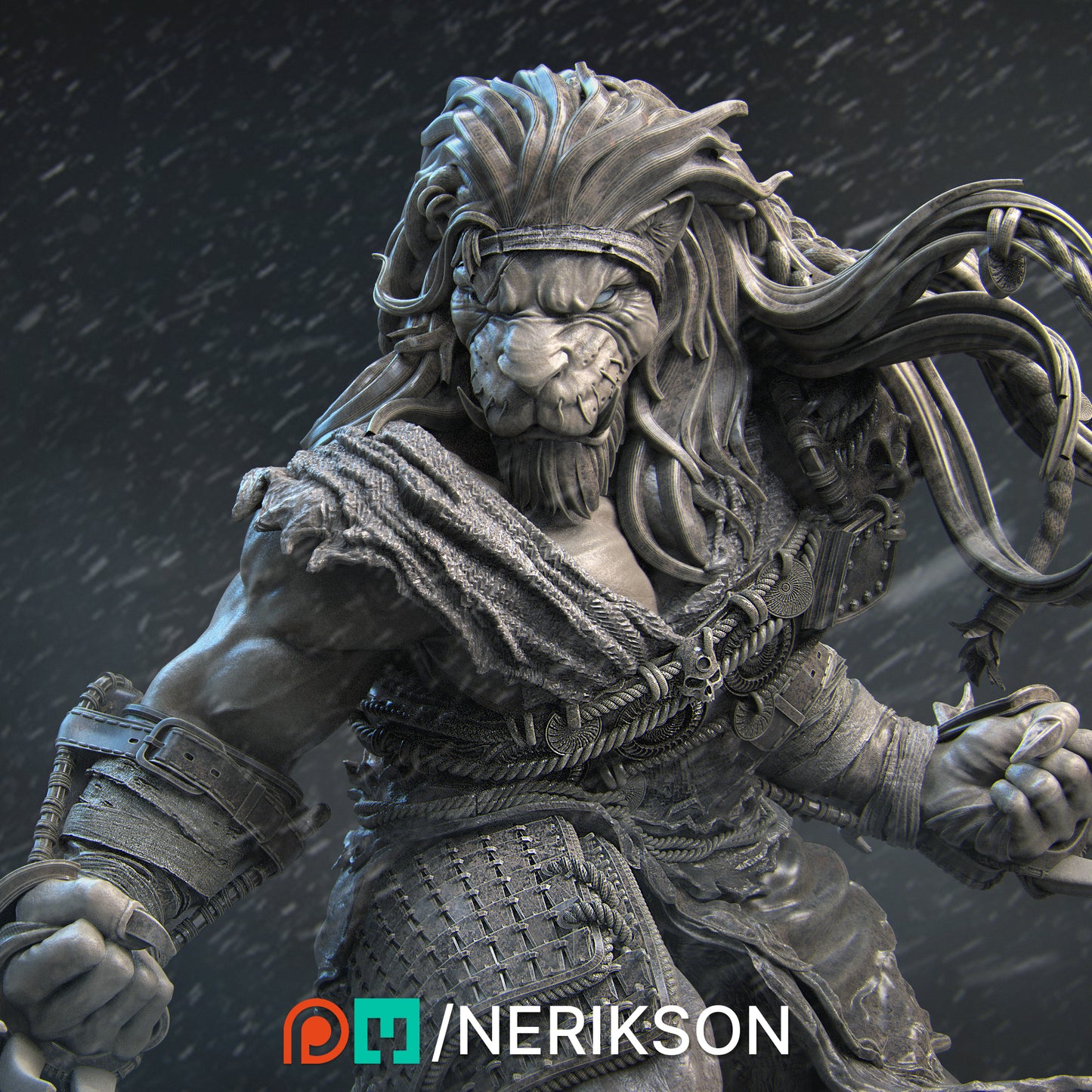 Azat, Way of the Long Death Monk | 32mm–140mm | 3D Printed Figure | Art Piece | Nerikson | Nerdy Creations