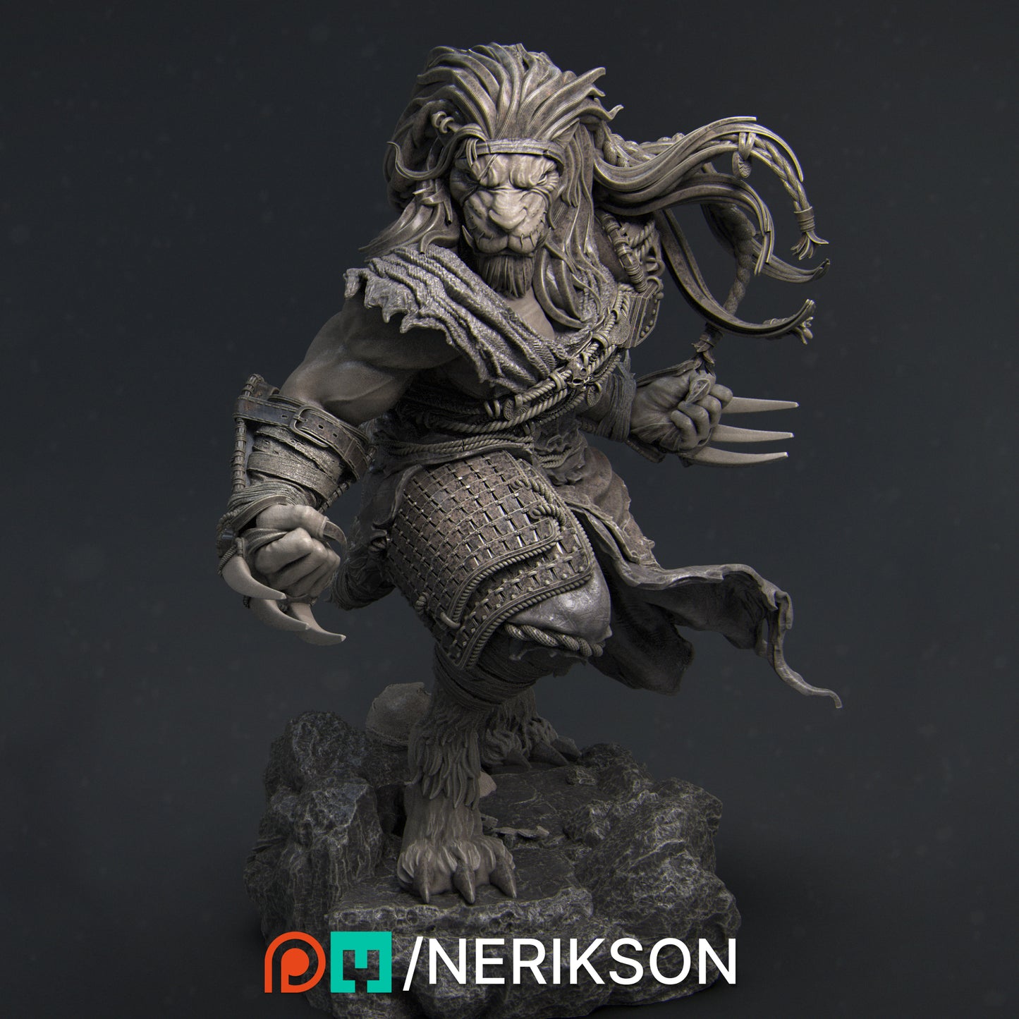 Azat, Way of the Long Death Monk | 32mm–140mm | 3D Printed Figure | Art Piece | Nerikson | Nerdy Creations