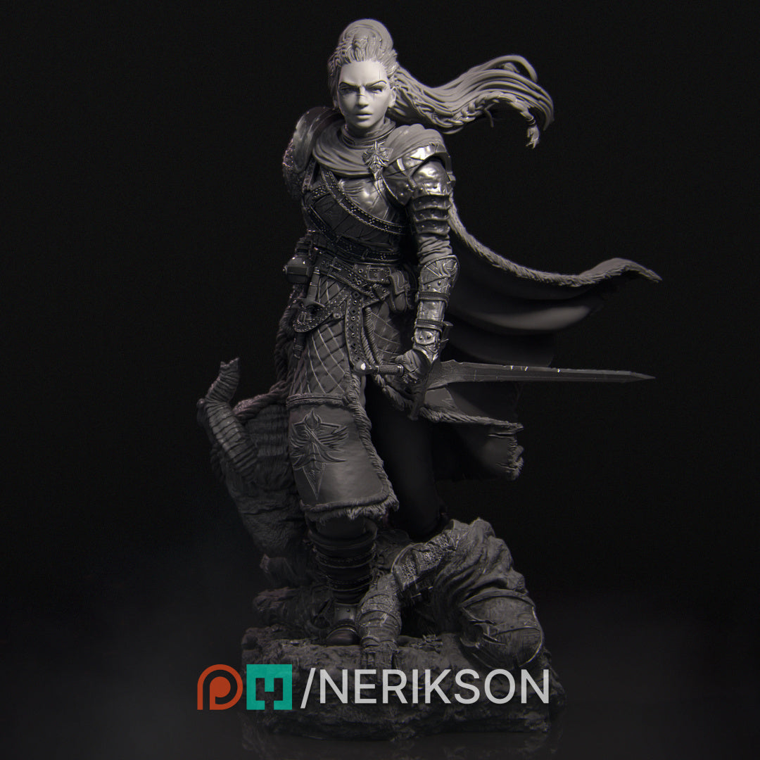 Kalia, the Monster Hunter | 32mm–140mm | 3D Printed Figure | Art Piece | Nerikson | Nerdy Creations