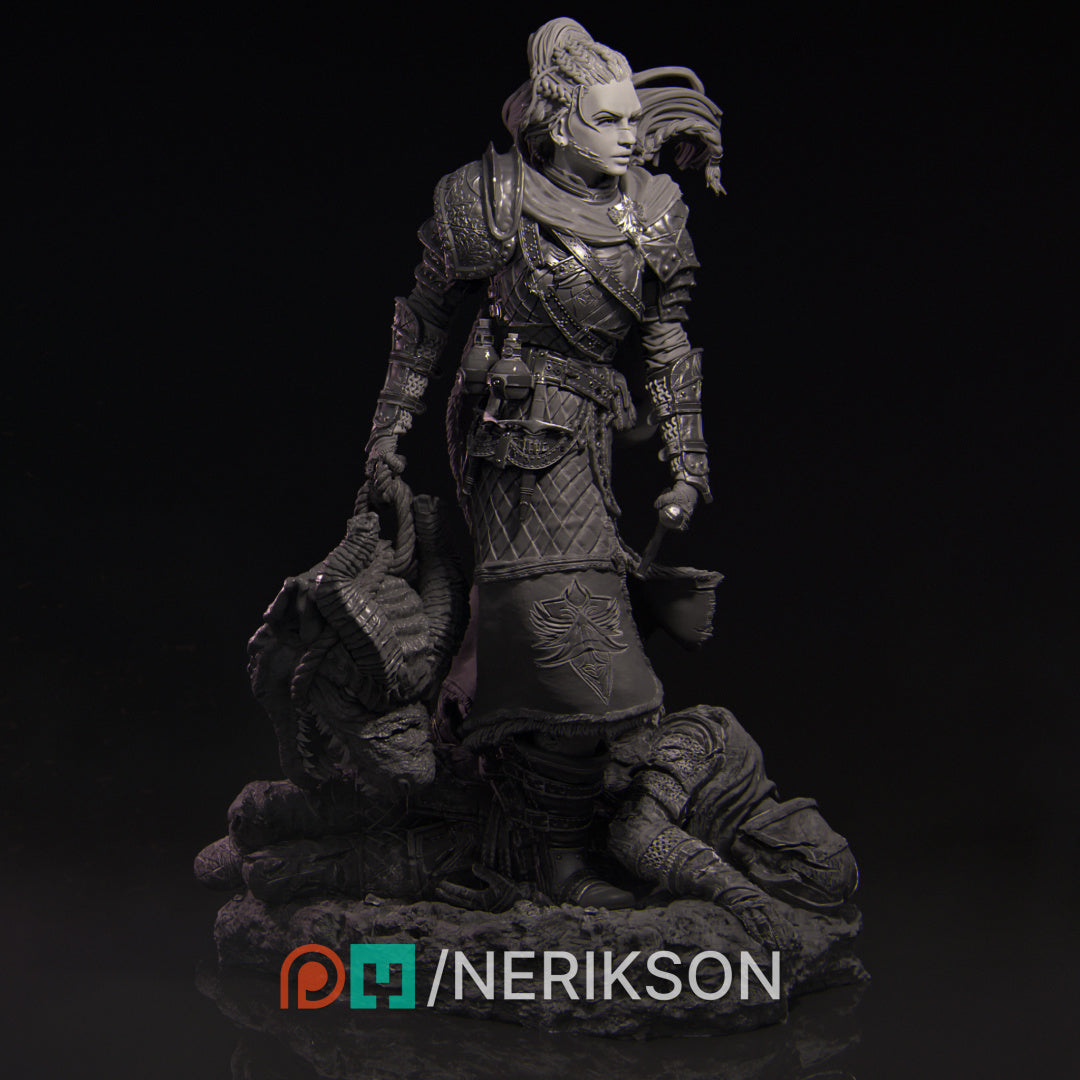 Kalia, the Monster Hunter | 32mm–140mm | 3D Printed Figure | Art Piece | Nerikson | Nerdy Creations