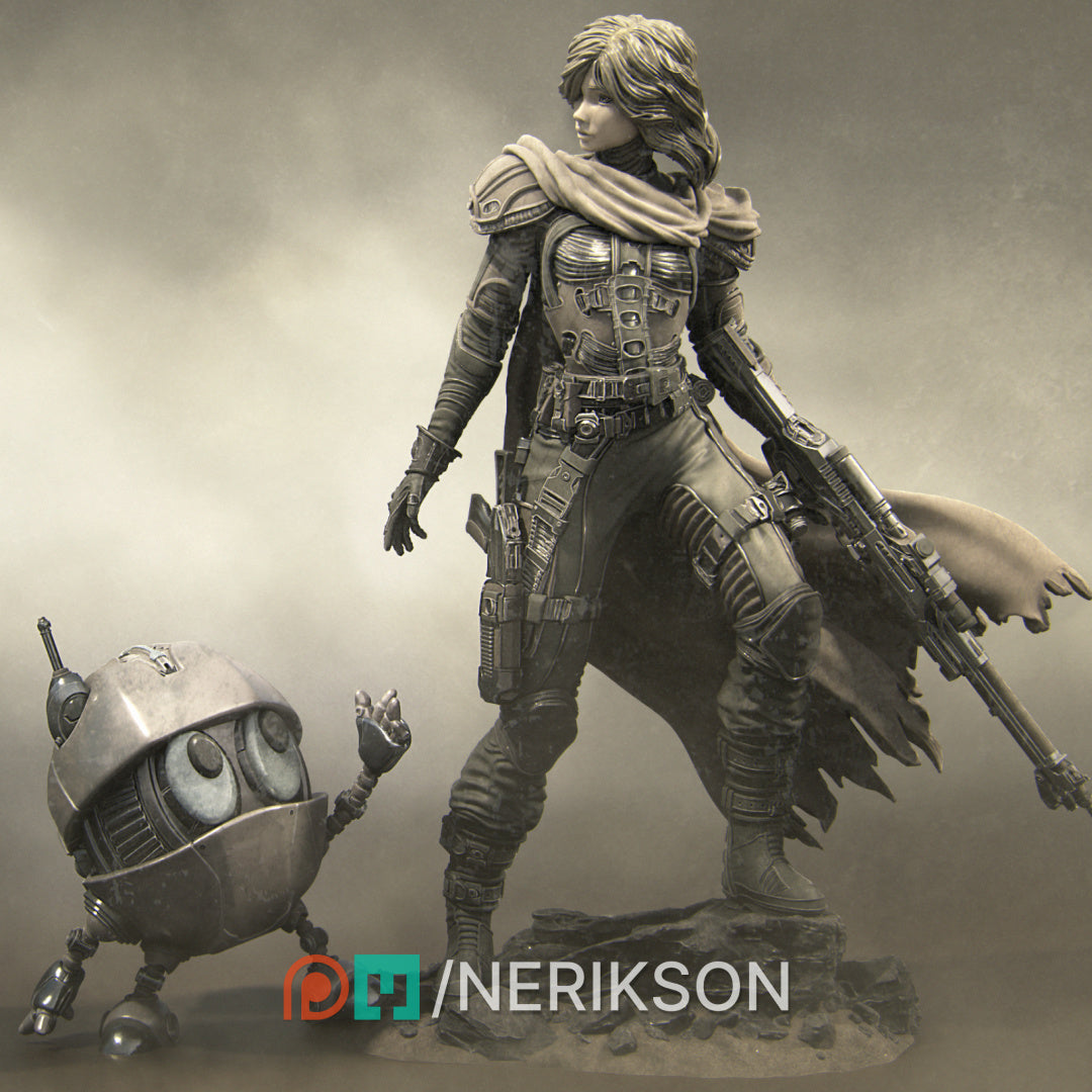 Alyara the Traveler (fka Space Engineer) | 75mm & 140mm | 3D Printed Figure | Art Piece | Nerikson | Nerdy Creations