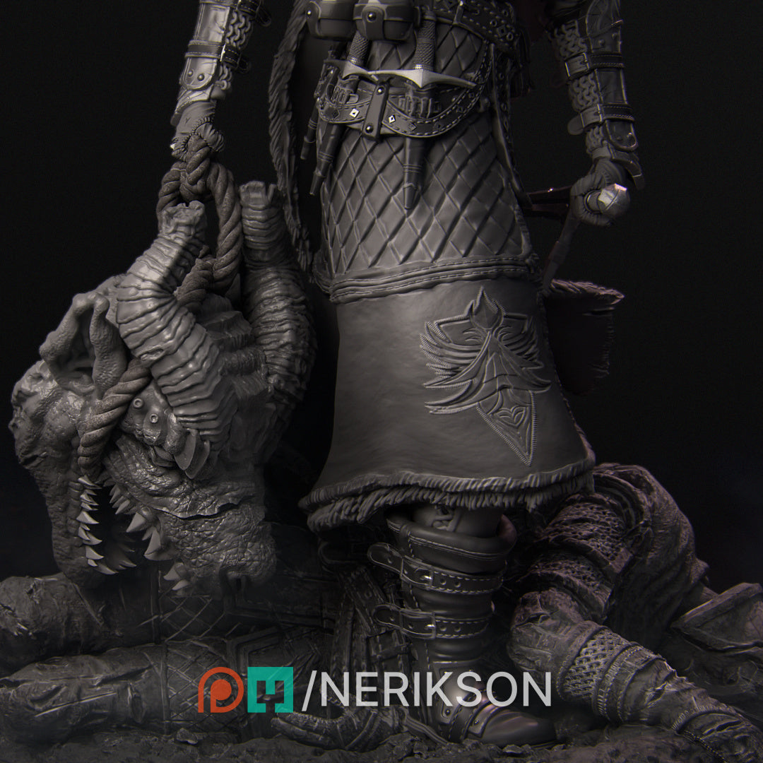 Kalia, the Monster Hunter | 32mm–140mm | 3D Printed Figure | Art Piece | Nerikson | Nerdy Creations