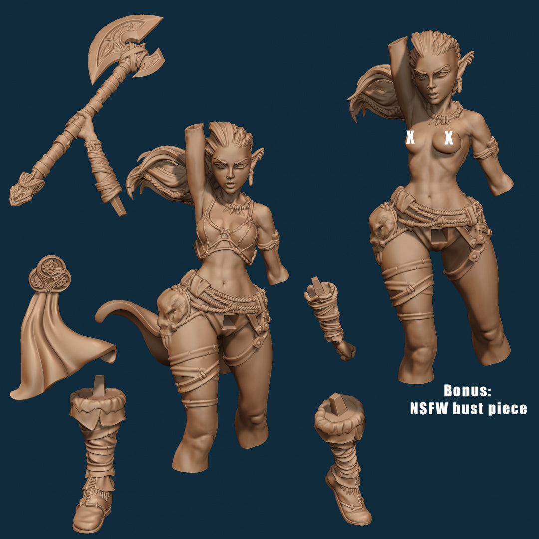 Sia the Barbarian | 32mm–140mm | 3D Printed Figure | Art Piece | Nerikson | Nerdy Creations