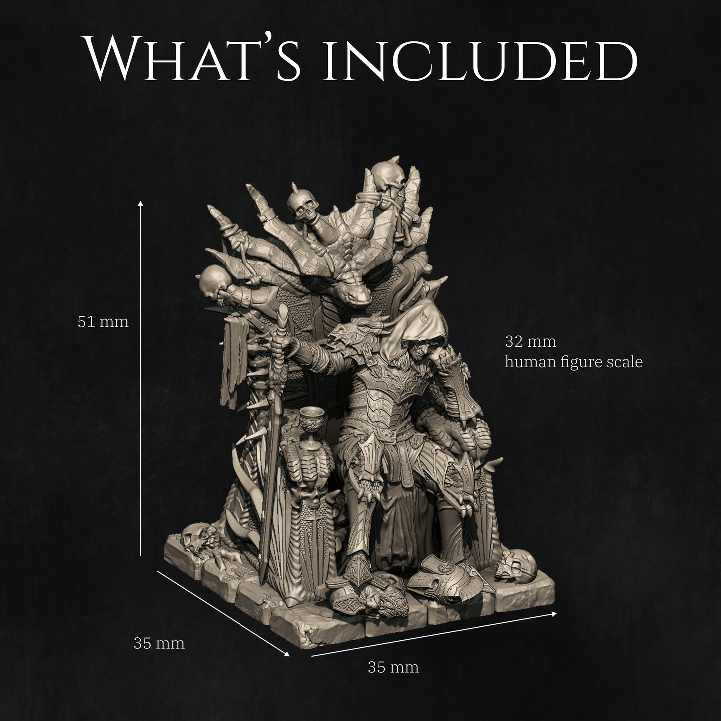 Reving, the Dragon Knight (undead) | 3D Printed Bust | Art Piece | Nerikson | Nerdy Creations